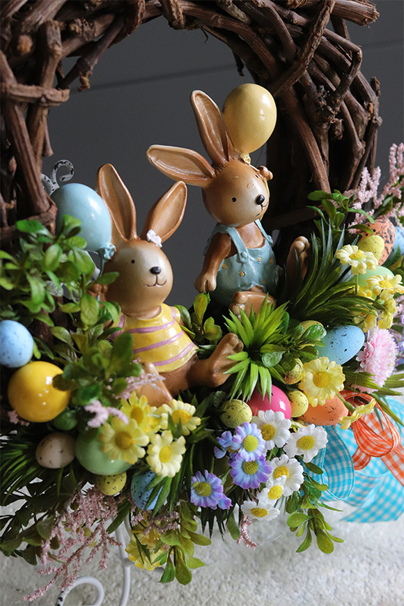 Zajączki Wielkanocne, wielkanocny wianek dekoracyjny