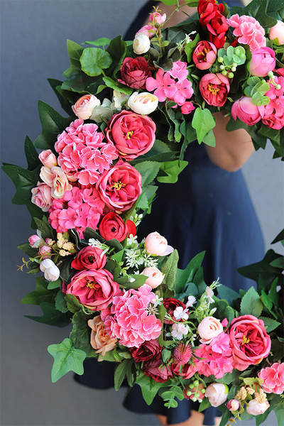 bardzo duży kwiatowy wianek, Montana Kresda, śr.65cm