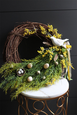 Birds, wiosenny wianek dekoracyjny, rozp.55cm  