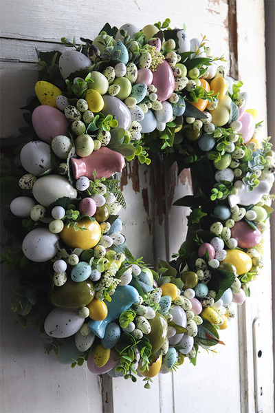 Moko Easter Pastelle, duży wielkanocny wianek na drzwi, śr.55cm