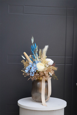 Boho Blue La Scala, dekoracyjny bukiet w wazonie, wys.43cm