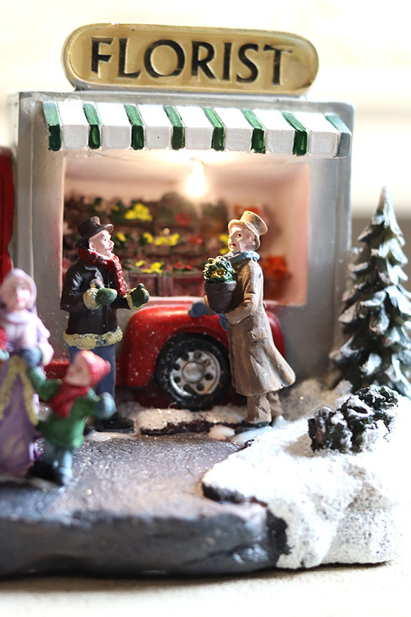 scenka świąteczna stragan kwiatowy LED