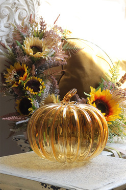 Glass Pumpkin, dekoracyjna dynia szklana, D, wym.18x21.5cm