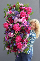 Pink Beauty 2, szeroka girlanda kwiatowa na siatce