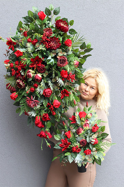 Red Rosana, komplet dekoracji nagrobnych, wiązanka + bukiet