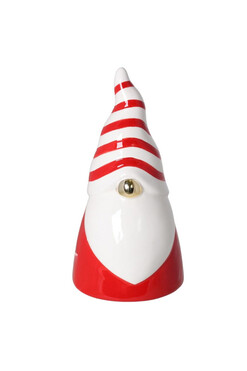 XMAS Santa, figurka świąteczna Mikołaj w paski, czerwony, wys.18cm