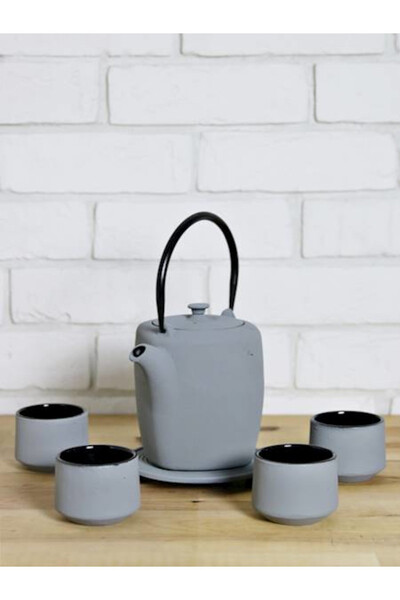 Hokkaido, żeliwny zestaw do herbaty, szary