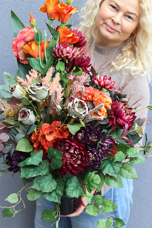 Grandma, jesienny bukiet nagrobny we wkładzie