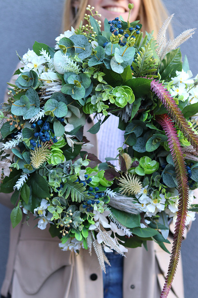 Leśne Lato, wianek dekoracyjny z jagodami	