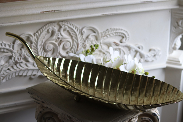 Lux Villa Gold Glamour, metalowa patera liść