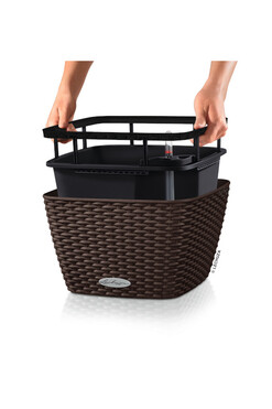 Bacino Cottage, elegancka donica z nawadnianiem, mokka, wym.18x30cm 