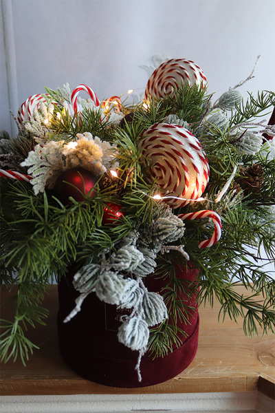 Rudolf Lollypop, flowerbox świąteczny LED z rogami