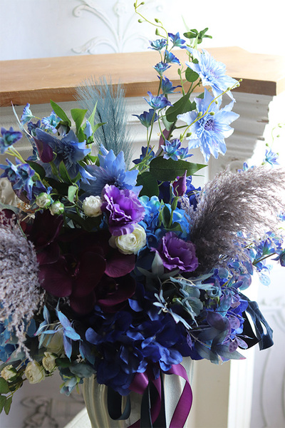 Berinada Blue, sztuczna kompozycja kwiatowa w wazonie, wys.75cm