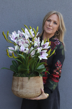 Harlow Sydney, biały gumowy storczyk w donicy, wys.64cm