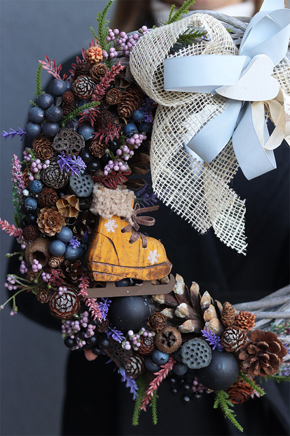 Na Łyżwy, elegancki zimowy wianek, śr.36cm