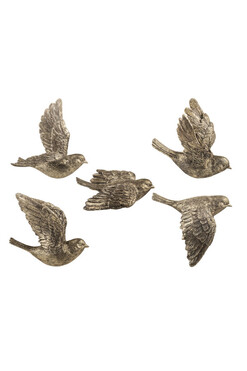 Birds Gold, dekoracja ścienna ptaszki, 5szt