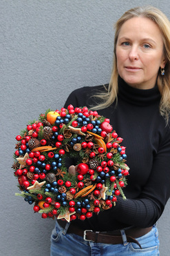 OD RĘKI Wigilia Deluxe, świąteczny wianek z suszem, śr.28cm 