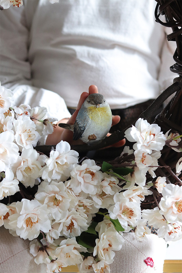 Ptaszek na Jabłoni, wiosenny wianek dekoracyjny