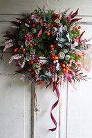 jesienny kwiatowy wianek, Sara, śr.36cm 