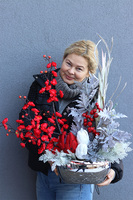 Berenika Red Glamour, kompozycja kwiatowa w naczyniu	