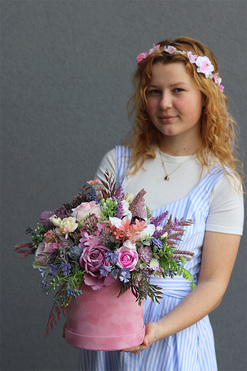 Berrana, welurowy flowerbox, wys.38cm