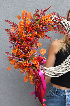 Agnes Autumn, asymetryczny jesienny wianek, rozp.48cm
