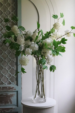 Kalina Glass, bukiet kwiatów w wazonie, biała, wys.90cm