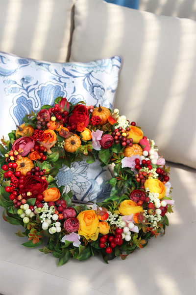 Ogrodowa Orangina, jesienny wianek na drzwi, śr.40cm