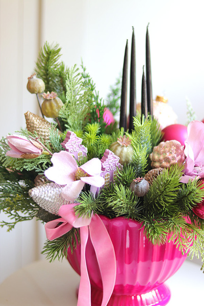  bożonarodzeniowy stroik / kompozycja Christmas Fuksja A, wym.40x50x30cm 