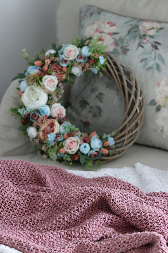 Romantyczna Daniela, wianek kwiatowy, śr.39cm