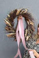 Jesienne Trawy, dekoracyjny wianek z suszem