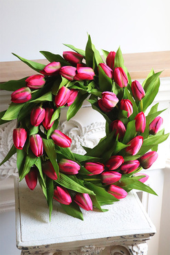 wiosenny wianek Tulipanowy Amarantowy, śr.45cm  