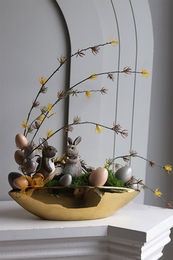 Zakochane Króliki Laos, stroik wielkanocny z zajączkami, wym.46x52cm