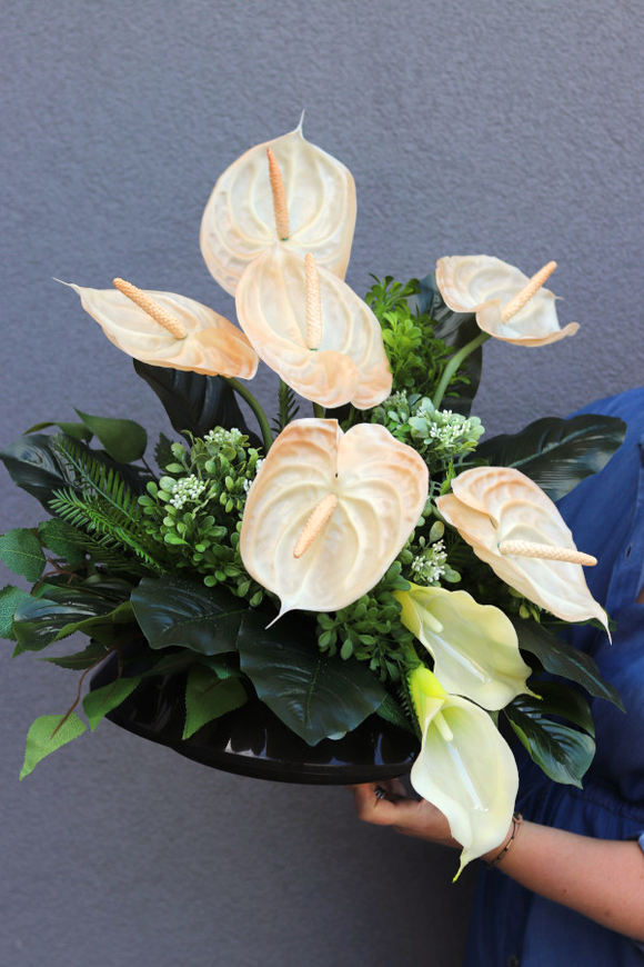 Anturium Cappucino, komplet dekoracji nagrobnych