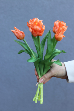 Novelty Orangi, bukiet gumowych tulipanów, 5szt. dł.32cm