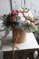 Beigenata LED, flowerbox świąteczny z bawełną