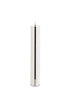 Silver, migocząca świeca LED, wys.34cm
