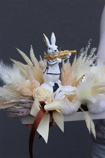 Black Easter Boho 2, stroik wielkanocny z zajączkiem