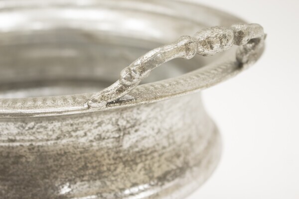 osłonka / donica przecierana srebrna, Felice, wys.23.5x34.5x30.5cm