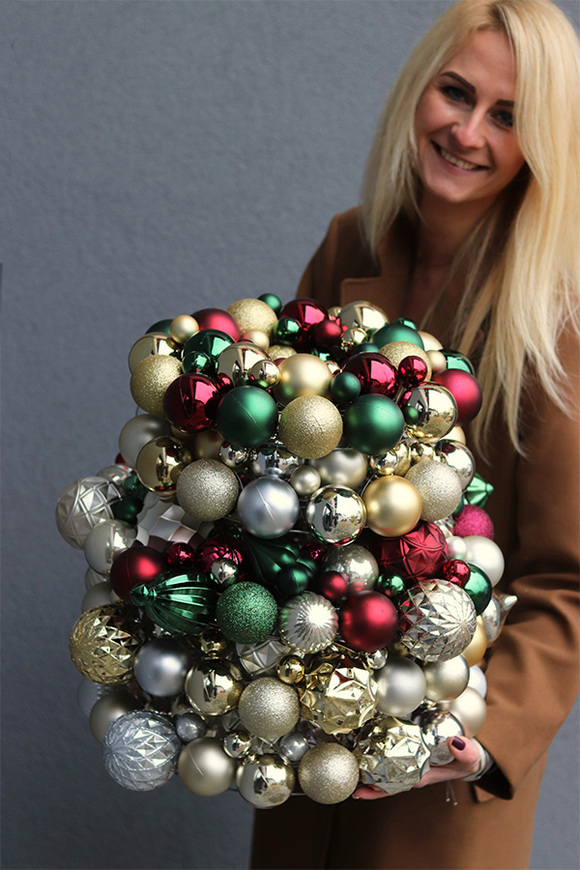 wianek bożonarodzeniowy Bombki Burgund