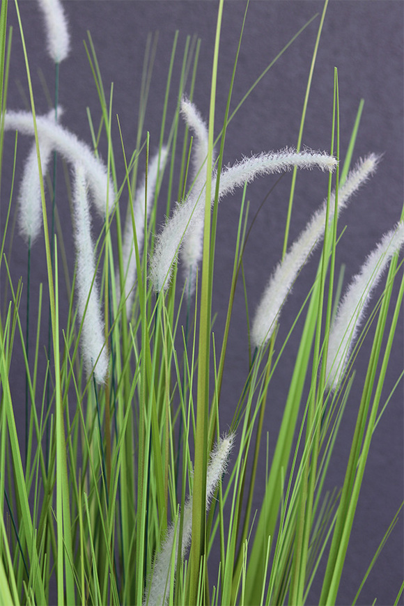 Fiberglass Grande Greeneria, trawa w białej donicy z paprocią, wys.185cm