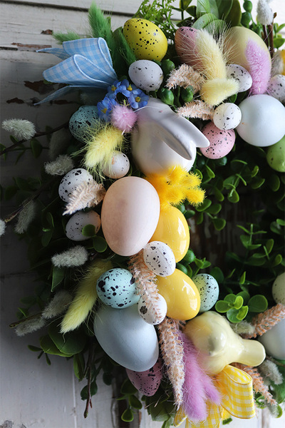 Moko Easter Pastelle A, wielkanocny wianek na drzwi, śr.30cm