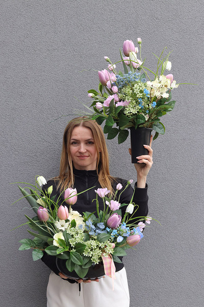 Tulippo Pink 2, komplet dekoracji nagrobnych