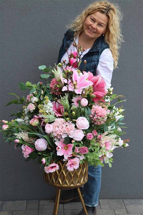 Kviatova, ekskluzywna kompozycja w naczyniu na trójnogu, wys.123cm