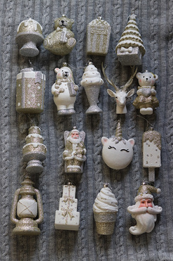 zestaw bombek choinkowych Toys, Złoto-Srebrna Kraina,17sztuk 