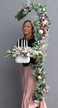 Fioletina, zestaw dekoracji świątecznych, girlanda+stroik