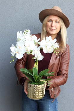 Santana Gold, sztuczny storczyk w złotej donicy, wys.55cm  