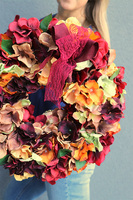 Jesienna Hortensja 3, wianek z koronkową kokardką