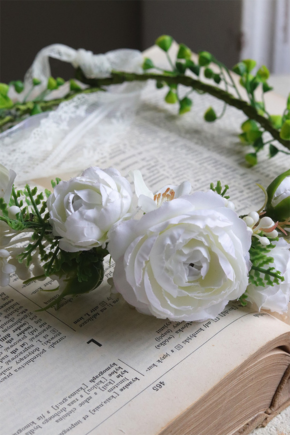 wianek komunijny biało-zielony