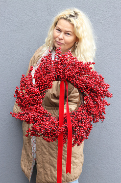 Grudniowe Jagody, zimowy wianek owocowy, śr.50cm 